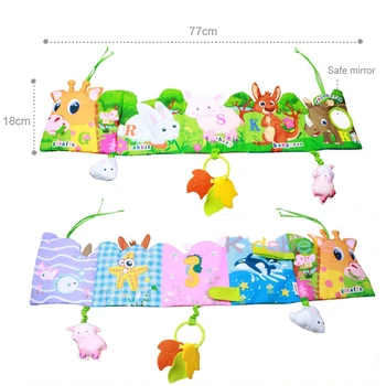 Baby Legetøj Krybbe Hængende Bog Bløde Rangler Toy Tidlig Læring Lærerigt For Børn Spædbarn Farvelægning Dyr Knirkende Baby Klud Bog