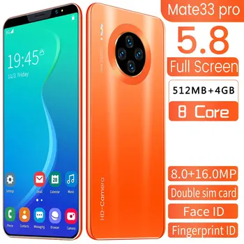 Mate33 Pro Smartphone med 512MB+4GGB Stor Hukommelse På 5,8 Tommer Skærm Støtte Face/Fingerprint Låse Dual SIM Mobil Telefoner
