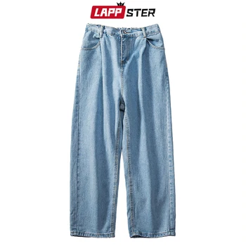 LAPPSTER Mænd Løs Baggy Jeans 2020 Herre Casual koreanske Mode Harem Bukser Mandlige Overdimensionerede Sorte Højtaljede Denim Bukser