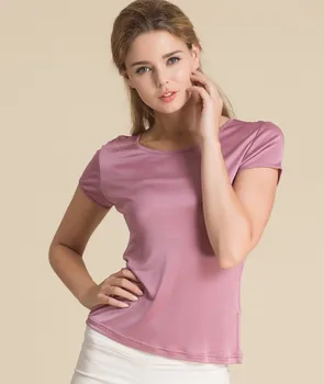 Kvinder, der er 50% Silke og 50% Viscose Korte Ærmer Rund hals T-Shirts top Slanke Type L-3XL HY102
