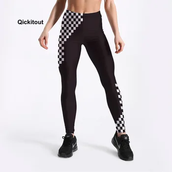 Qickitout Sexet Mode Black&White Square syning Trykt Kvindelige Trænings-og Leggings til Kvinder Træning Prøve Elastiske Bukser