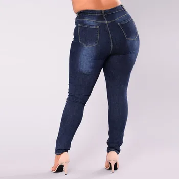 Hot Salg Kvinder Plus Size Strække Slank Tynde Denim Jeans Bukser Med Høj Talje Blyant Bukser 2020 Nye Ankomst Dropshipping