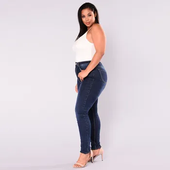 Hot Salg Kvinder Plus Size Strække Slank Tynde Denim Jeans Bukser Med Høj Talje Blyant Bukser 2020 Nye Ankomst Dropshipping