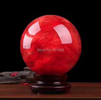 1Pc 10CM Størrelse Naturlig kvarts røde Sten Bolden Krystal Kugle Dekorative syntetiske bolden Ikke Omfatter Stå