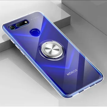 Huawei Honor Udsigt 20 Tilfælde Dække Luksus Gennemsigtig Blød Silikone TPU Beskyttelse Ring Magnetisme Til Ære V20 PCT-AL10 Coque Sag