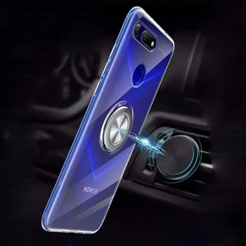 Huawei Honor Udsigt 20 Tilfælde Dække Luksus Gennemsigtig Blød Silikone TPU Beskyttelse Ring Magnetisme Til Ære V20 PCT-AL10 Coque Sag