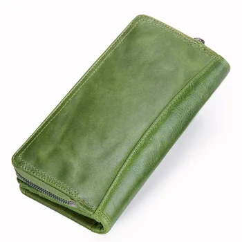 DOYUTIG Mærke Grøn Farve Tegnebøger Ægte Koskind Læder af Høj Kvalitet Kvinder Længe Coin Purse Wallet Vintage Tegnebøger A159