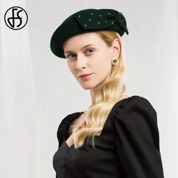 FS Kvinder Girl Beret Cap franske Kunstner Uld Vinter Hat Vintage Baretter Hatte Solid Farve, Elegant Dame-Kirken Part Caps