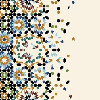 Gardin Geometriske Mønstre I Marokkansk Stil Og Historiske Udvendige Design, Udsmykning Kunst Grøn Blå Gul Sort