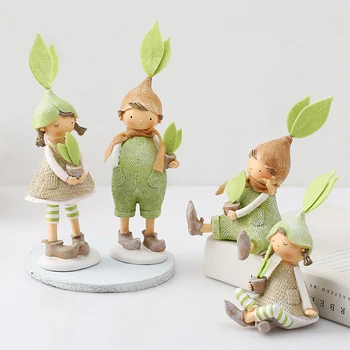 Nordisk Grønne Dukke Figur Harpiks Håndværk Tegnefilm Mini Tal Miniature Desktop Hjem Dekoration Gave Børn Toy Julefigurer