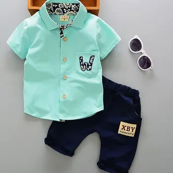 Sommer stil baby print spædbarn baby drenge tøj, T-shirt+Bukser 2stk knapper, der passer til nyfødte tøj sæt baby dreng klud