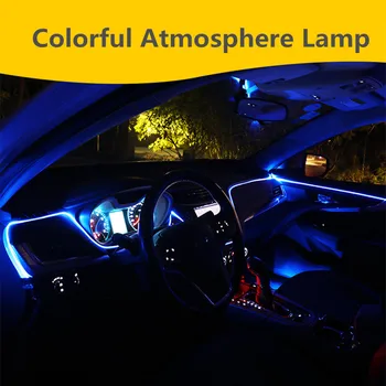6 M RGB Fiberoptiske Atmosfære Lamper Bilen Omgivende Lys, Dekorative Dashboard Døren Fjernbetjeningen eller App Control til audi