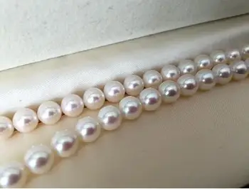 Gratis forsendelse Evige Kvinder GiftSterling real Japan Akoya naturligt havvand pearl runde fejlfri runde 9-10M