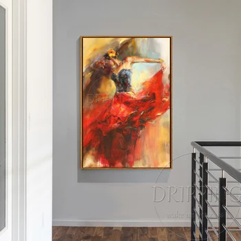 Høj Kvalitet, Væg Udsmykning Kunstner Hånd-malet Impressionistiske Spanien Danse Flamenco Olie Maleri på Lærred Levende Danser Maleri