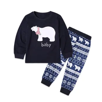 Isbjørnen Nattøj Jul Pyjamas Familie Matchende Outfits Ser Papa og Mama-Baby Nattøj Mor Far og Mig Pyjamas Tøj
