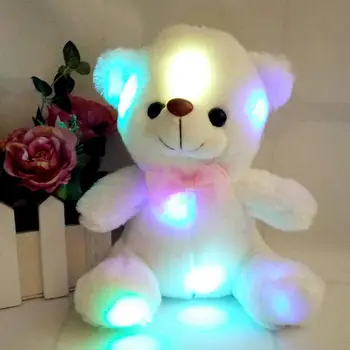 LED-Lys, Musik, White Bear Dyr Bløde Bløde Dukke tøjdyr Pude Pude Julegaver til Børn