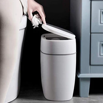 Plastic Skraldespand med Låg,10L/2.6 Liters Skraldespand,Moderne Affald Kurv Tynd skraldespande til Badeværelse