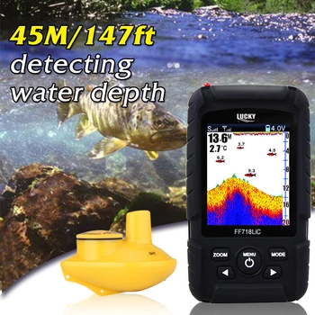LUCKY ff718LiC-W 2.8'Color Skærmen fishfinder Trådløse fishfinder Genopladeligt Batteri 180m området Vandtæt fiskeri