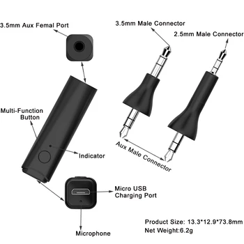 Trådløs Bluetooth-5.0 Håndfri Stereo Audio Adapter Musik-Modtager til Bose OE2 OE2I AE2 AE2I AE2W Rundt Om Øret hovedtelefoner