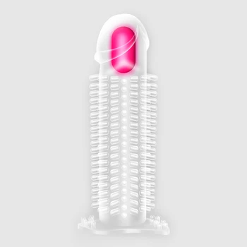 ELASUN Genanvendelige Silikone Vibrator Kondom Med Spike Dildo Kondom Vaginal Stimulation Forsinke Ejakulation Udvidelse Sex Legetøj Til Mænd