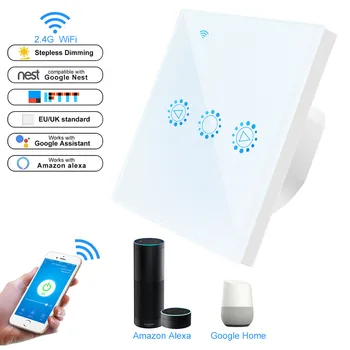 Wifi Smart Light Skifte Glas Skærm Touch-Panel stemmestyring Trådløse vægafbrydere Fjernbetjening med Alexa, Google Startside 3 Bande EU/USA