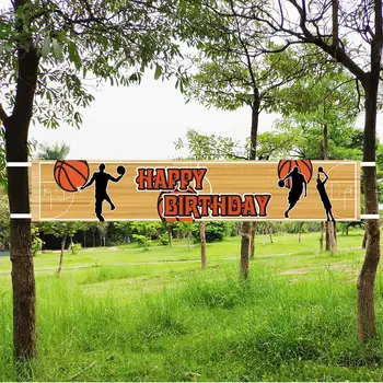 Basketball-års Fødselsdag Banner, Basketball Happy Bday Bunting Tegn, Sport Happy Birthday Banner Part Forsyninger Dekorationer BN-1031