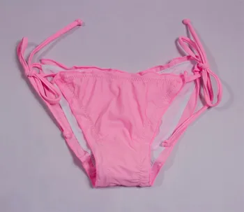 Solid Farver Bikini Bottom Sexede Kvinder Lav Stigning Side Uafgjort Badetøj Bukser Badedragt Dame Hipster Trusser Bunden