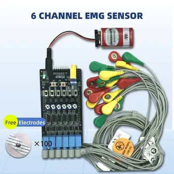 Seks Kanal Muscle EMG-Sensor Modul Seriel Kommunikation Sekundær Udvikling Tilgængelig Iført Enhed