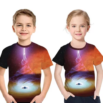 3D Print T-Shirt Pige Dreng Sort kortærmet O-hals Casual Sjove T-Shirt Sommer Tøj til Børn Tøj KT-2317