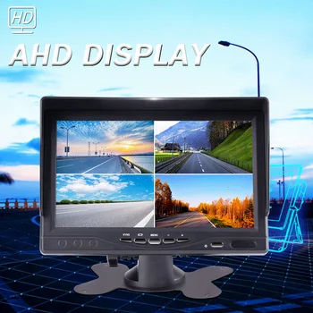 AHD 7 tommer Lastbil Bil Overvåge 4CH Quad DVR Video IPS Skærm Optager for Autocamper Omvendt Backup Køretøj Kamera DC12-24-36V
