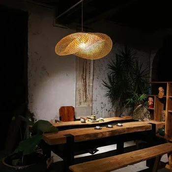 Southeast Asian Style Træ-Vedhæng Lys Belysning Retro Kunst Pendel Bambus Lamp Hotel Rattan Køkken Lampe Belysning