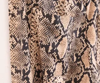 JuneLove Vintage sexet Serpentine Udskrivning Løs flare pants lange Bukser mujer Fritids-snake skin mønster mærke Bukser Bunde