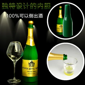 Nye Forsvindende Champagne Flaske magiske tricks LATEX((Sort eller Grøn) vinflaske Fase close up Magic Trick Rekvisitter Gimmick