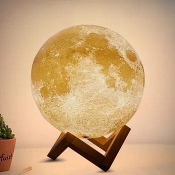 2020 Genopladelige LED Nat Lys Moon Lamp 3D-Print Moonlight Soveværelse Home Decor 2 Farver Touch Skifte Usb-Led Nat Lys