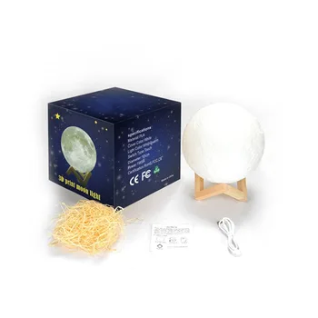 2020 Genopladelige LED Nat Lys Moon Lamp 3D-Print Moonlight Soveværelse Home Decor 2 Farver Touch Skifte Usb-Led Nat Lys