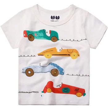 2021 Tegnefilm Print Bomuld T-Shirts Drenge Piger Sommeren Børn Bære Korte Ærmer Fly, Bus Tee Shirt Baby børnetøj 2-7T