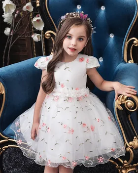 Flower-Dress Piger' Elegante Nye Prinsesse Kjole Broderet Børns Kjole Lille Host Blomst Pige Kjole