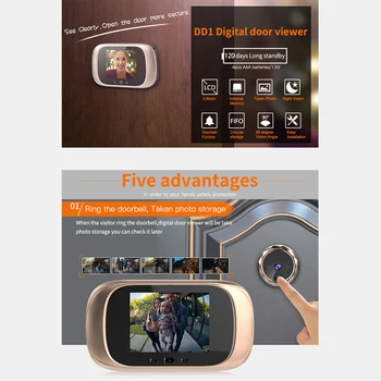 Kighul Viewer dørklokke Viewer Lang Standby Video Intercom Sikkerhed Kamera nattesyn HD-Kamera