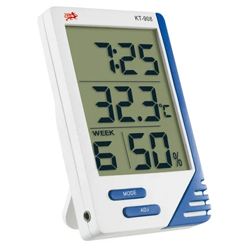 Hoge Kwaliteit KT-908 Digitale Termometer Grote Scherm Indendørs Da Offentlig Temperatuur Hygrometer Opfyldt Groot Lcd-Skærm