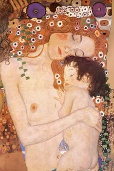 Home Decor Gustav Klimt Mor Og Barn-Silke Kunst Plakat Wall Sticker Gave Dekoration