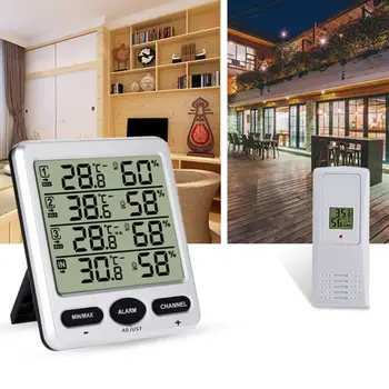 LCD-Termometer Alarm Temperatur Måleren Vejr Station tester + 3 Trådløs Udendørs Sender Luftfugtighed Sensor Monitor Advare