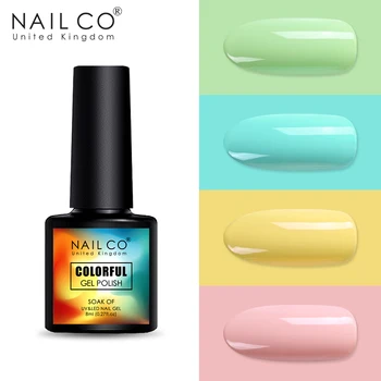 NAILCO 4stk Søm Sæt 130 Farver, UV-LED Semi Permanent Neglelak Langvarig Gel Lak Nail Art Lak Hybrid