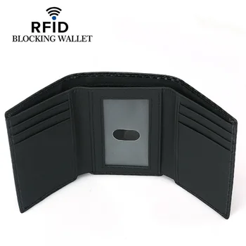 Nye Carbon Fiber Slanke Kreditkort Indehaveren Tynd RFID-Tri-fold Tegnebøger PU Læder Kørekort Cover Holder Til Mænd Card Wallet