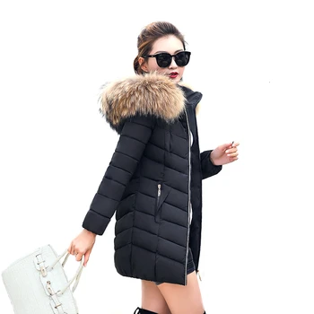 RICORIT Womens Winter Jacket Coat Female Fur Hooded Thicken Parkas Cotton Padded Faux Fur Plus Size Outerwear Пуховик Женский