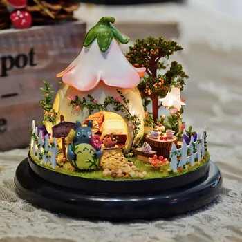 DIY Dukkehus Rotere Music Box Miniature Samle Kits Dukke Hus Møbleret sommerhus i Træ Legetøj for Børn Fødselsdagsgave