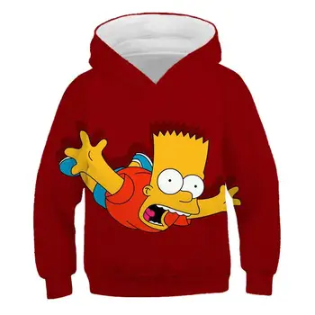 Nyeste Simpson Kids Efterår og vinter fashion hættetrøjer dreng pige pullover hoodie Barn kostume polyester hættetrøjer Sweatshirt 4-14T