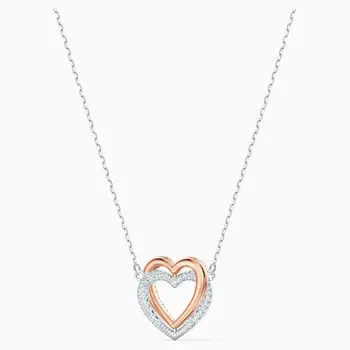 2020 Mode Smykker SWA Nye INFINITY-DOUBLE HEART Halskæde Sammen hjerteformet Diamant Hvid Guld Kæde Kvinders Luksus