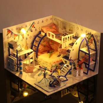 Akryl Dukke Hus Møbler Diy 3D Træ-Miniaturas Samle Dukkehus Legetøj til Børn Fødselsdag Gaver