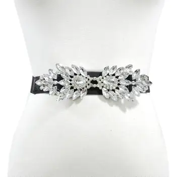 Kvinder start-og landingsbane fashion diamanter beaded Cummerbunds kvindelige Kjole Korsetter Linning Remme dekoration smalle pearl bælte R2520