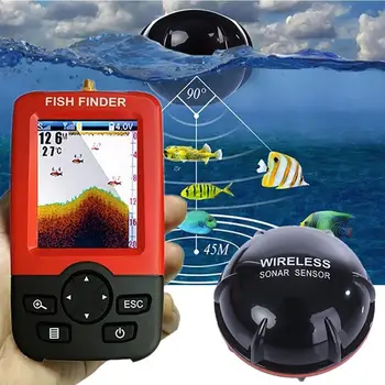 Smart Transportabel Dybde fishfinder med 100M Trådløst Ekkolod Sensor Ekkolod LCD-Fishfinder for Sø at Fiske i Saltvand